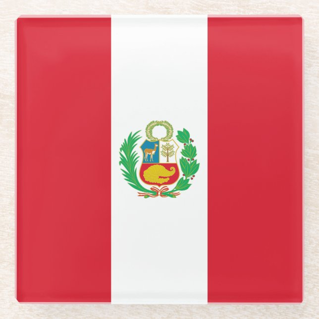Peru-Flagge Glasuntersetzer (Vorderseite)