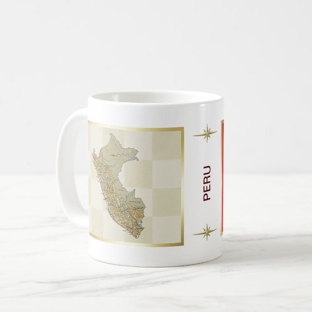 Peru-Flagge + Karten-Tasse Kaffeetasse (Vorderseite Links)