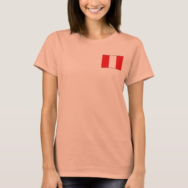 Peru-Flagge + Kartenzeichen-T - Shirt (Vorderseite)