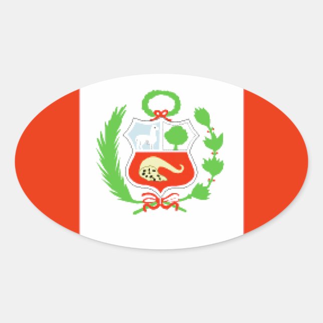Peru-Flagge Ovaler Aufkleber (Vorderseite)