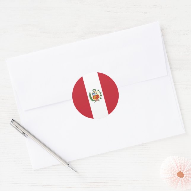 Peru-Flagge Runder Aufkleber (Umschlag)