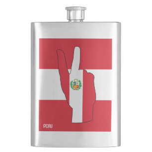 Peru-Flagge Siegeszeichen Patriotisch Flachmann