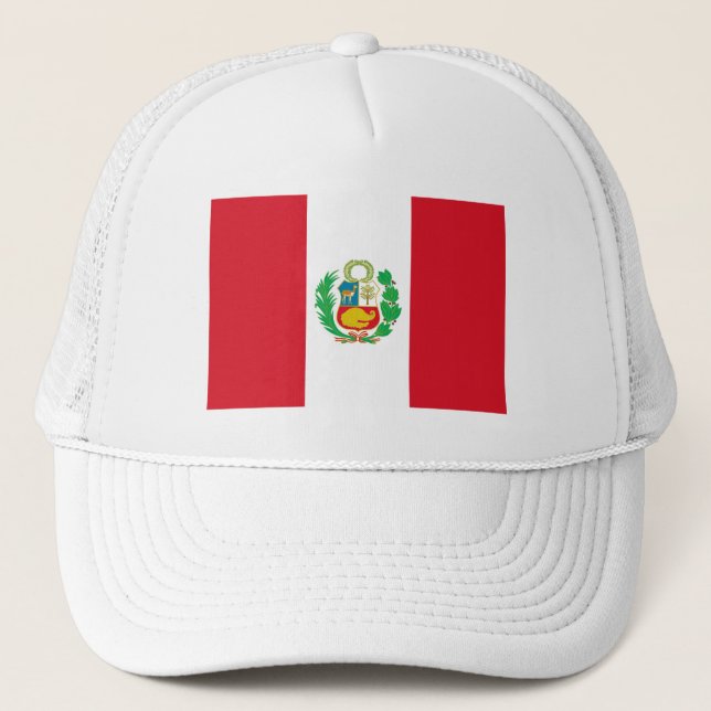 Peru-Flagge Truckerkappe (Vorderseite)