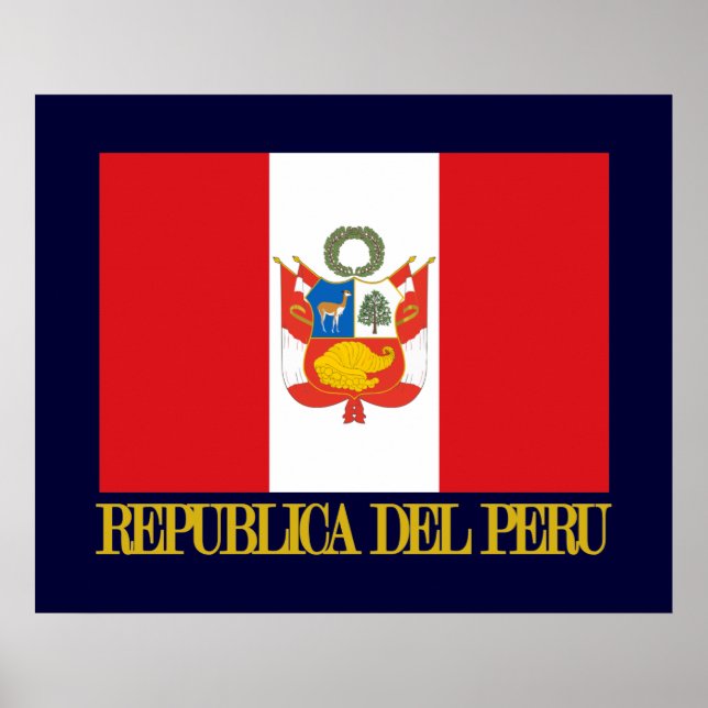 Peru-Flagge und COA Poster (Vorne)
