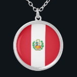 Peru-Flagge Versilberte Kette<br><div class="desc">Patriotische Flagge Perus.</div>