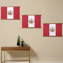 Peru-Flagge Wandteppich Mit Holzrahmen