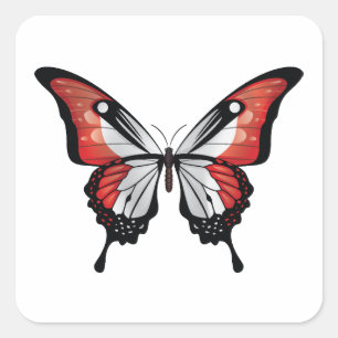 Peru Frack Butterfly Flag Quadratischer Aufkleber
