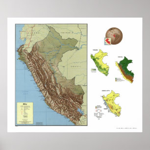 Peru führte Karte 1970 einzeln auf Poster