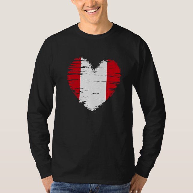 Peru Herz Peruanische Flagge Peruanischer Stolz T-Shirt (Vorderseite)