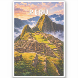 Peru Illustration Reise Kunst Vintage Aufkleber