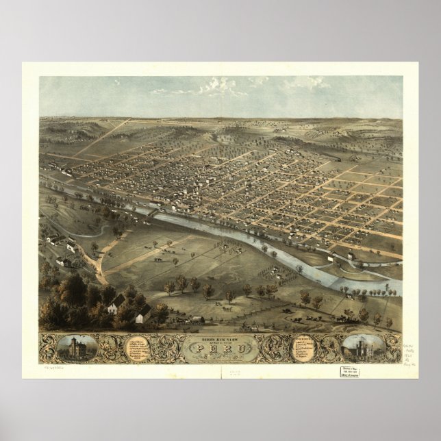 Peru Indiana 1868 Antike Panoramakarte Poster (Vorne)