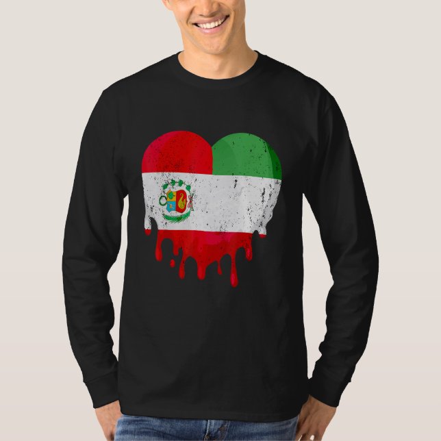 Peru Italy Flag Heart Citizen Drinking Grown Patri T-Shirt (Vorderseite)