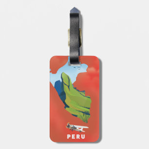 Peru-Karte Illustriertes Reiseplakat Gepäckanhänger