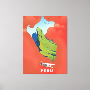 Peru-Karte Illustriertes Reiseplakat Leinwanddruck