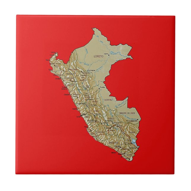 Peru-Kartenkachel Fliese (Vorderseite)