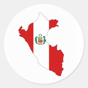Peru-Landesflaggeform-Kartensymbol Runder Aufkleber
