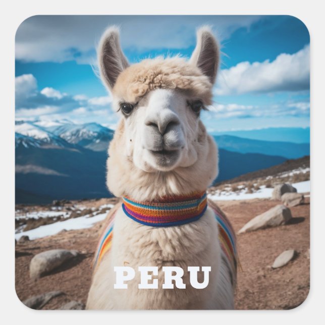 Peru Llama Quadratischer Aufkleber (Vorderseite)