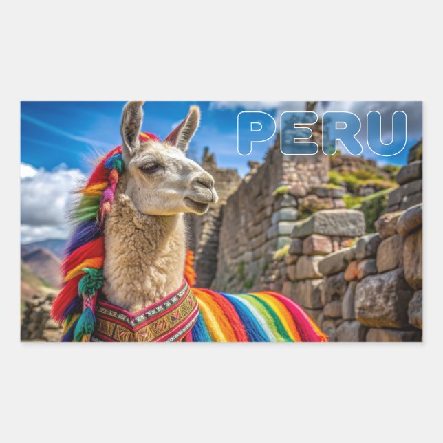 Peru Llama Rechteckiger Aufkleber (Vorderseite)