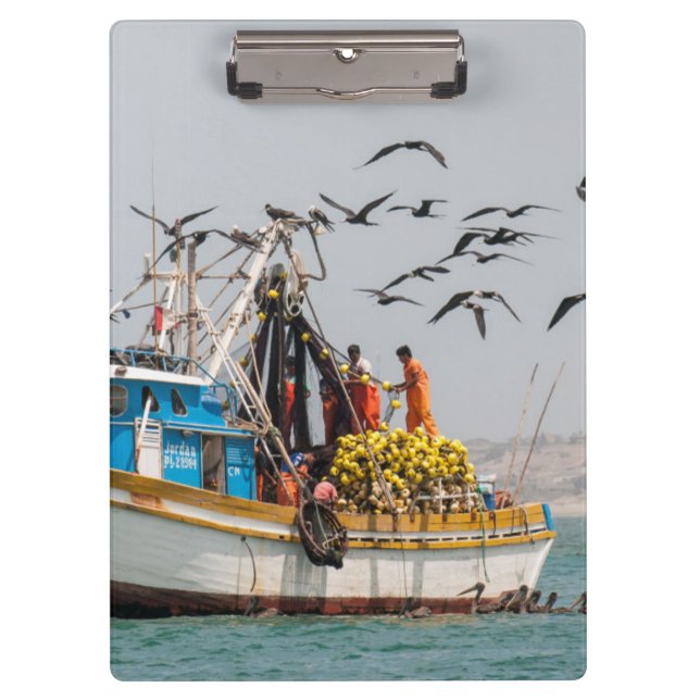Peru, Los Organos. Fischerboot in Los Organos Klemmbrett (Vorderseite)