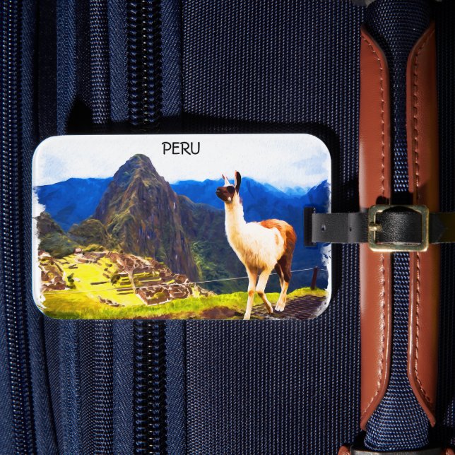 Peru Machu Picchu Alpaca Gepäckanhänger (Vorderseite Insitu 4)