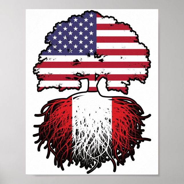Peru Peru American USA Tree Roots Flag Poster (Vorne)