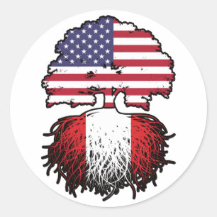 Peru Peru American USA Tree Roots Flag Runder Aufkleber