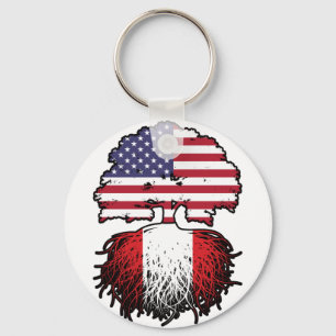 Peru Peru American USA Tree Roots Flag Schlüsselanhänger