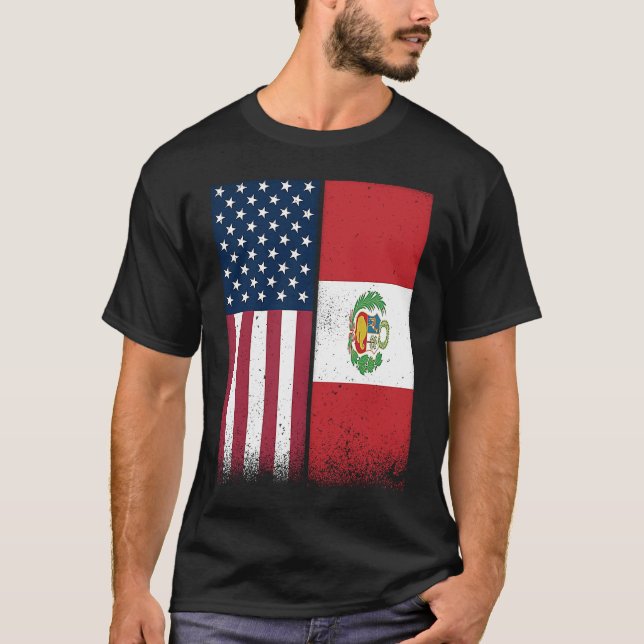 Peru Peru Amerikanische Flaggen Proud USA Peru T-Shirt (Vorderseite)
