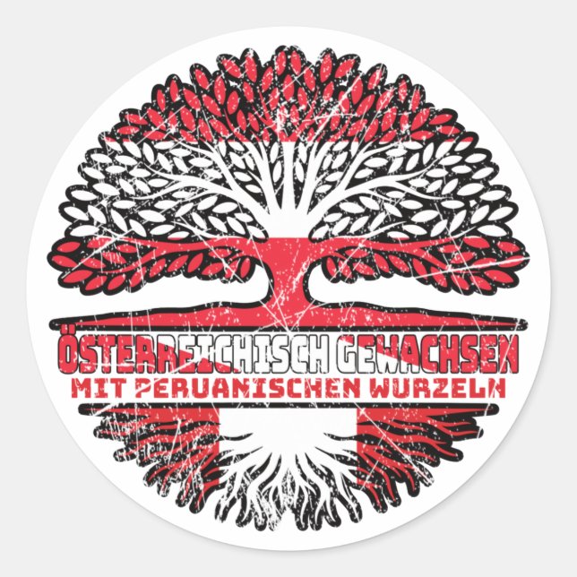 Peru Peruanisch Österreichisch Österreich Baum Runder Aufkleber (Vorderseite)