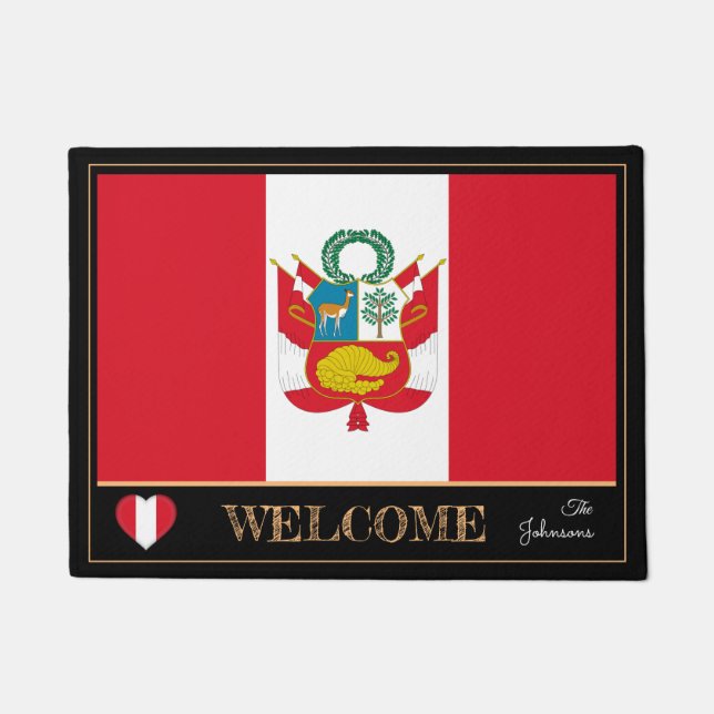 Peru & Peruanische Flaggenhäuser Matten/Sport Will Fußmatte (Vorderseite)