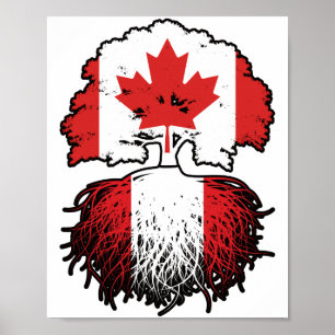 Peru Peruanische kanadische Tree-Roots-Flagge Poster