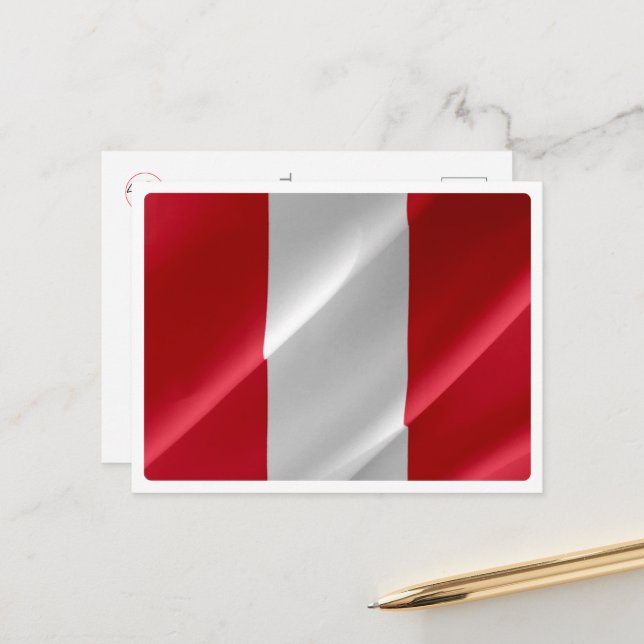 Peru - Peruvian Waving Flag - Postkarte (Vorderseite/Rückseite Beispiel)