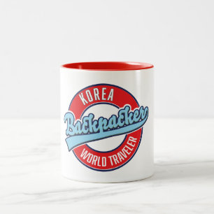 Peru Rucksacktourist Weltreisender Logo. Zweifarbi Zweifarbige Tasse