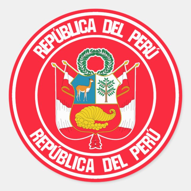 Peru-RundEmblem Runder Aufkleber (Vorderseite)