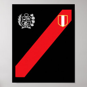 Peru-Shirt Peruanische Flagge Escudo Retro-Fußball Poster