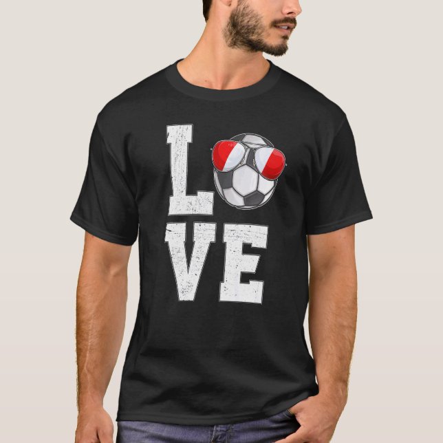 Peru Soccer Liebe Peruanische Flagge T-Shirt (Vorderseite)