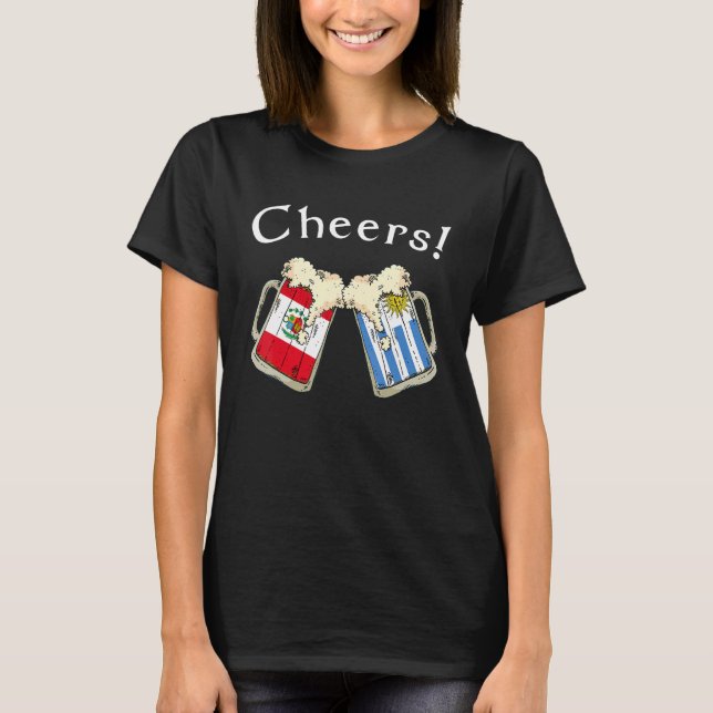 Peru Uruguay Flag Cheers Beer Grown Patriot Countr T-Shirt (Vorderseite)