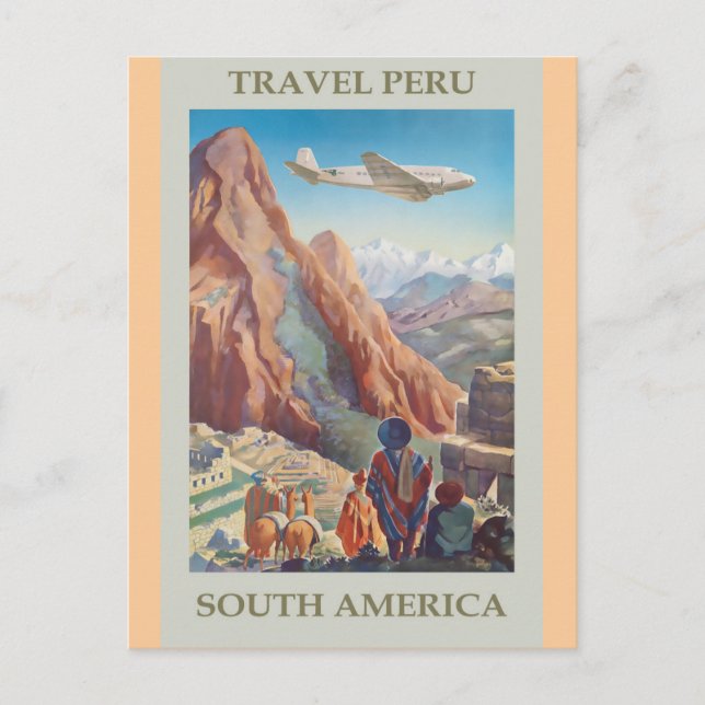 Peru Vintage Travel Poster Postkarte (Vorderseite)