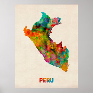 Peru Watercolor Map Poster