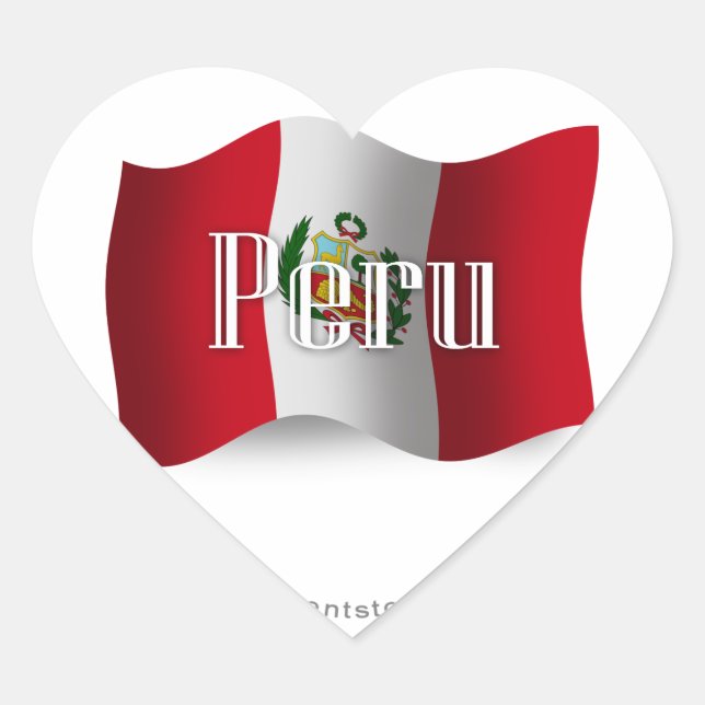 Peru Waving Flag Herz-Aufkleber (Vorderseite)