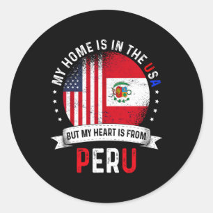 Peruanisch-amerikanisches Patriot-Herz stammt von Runder Aufkleber