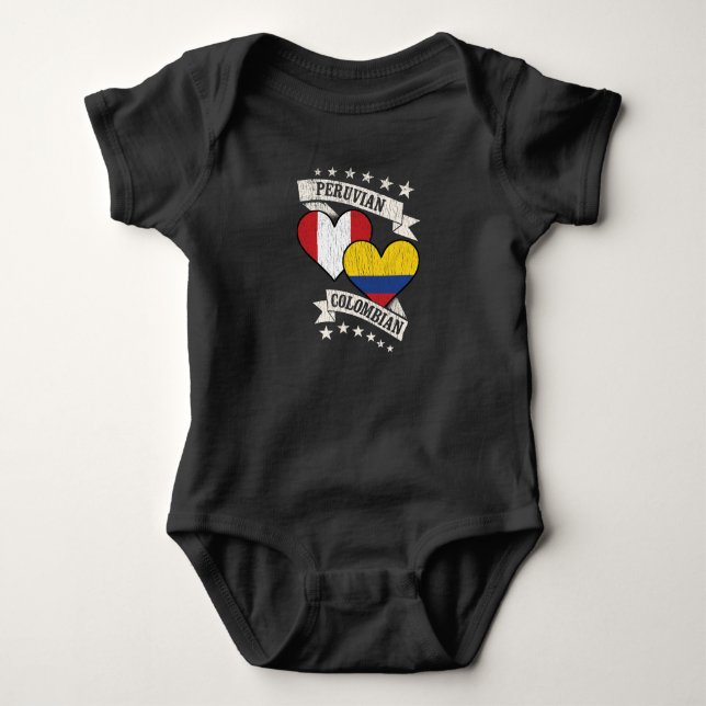 Peruanisch Kolumbianische Herzflags Peru Kolumbien Baby Strampler (Vorderseite)
