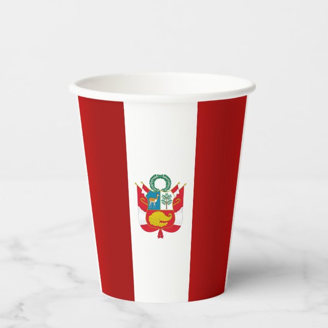 Peruanische Fahnenwappenkuppel Pappbecher (Vorderseite)
