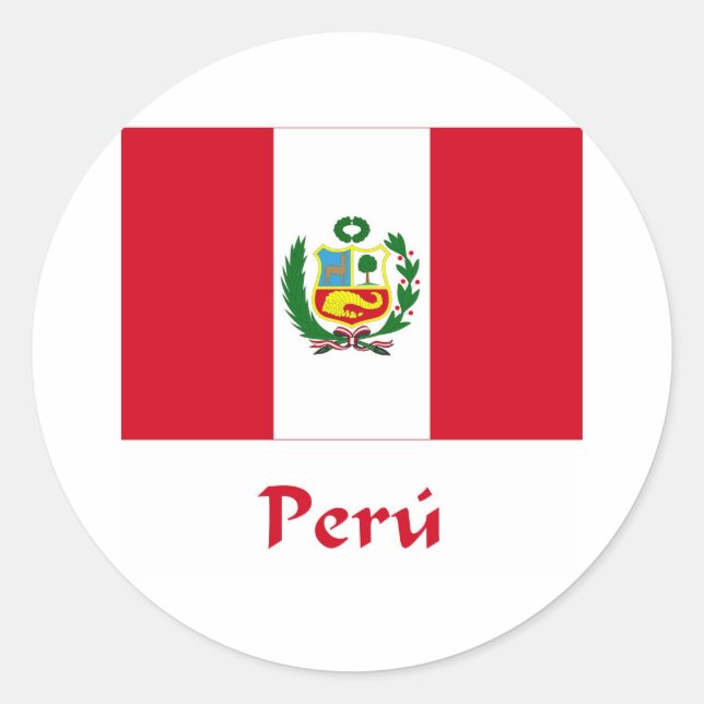 Peruanische Flagge Runder Aufkleber (Vorderseite)