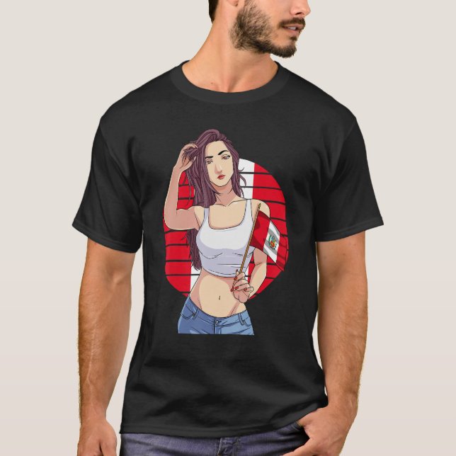Peruanische Girl Peru Flagge Peruanos Latino Pride T-Shirt (Vorderseite)