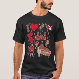 Peruanische handgezeichnete Sehenswürdigkeiten Per T-Shirt
