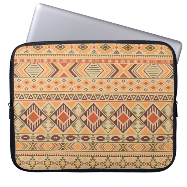 Peruanische Inder: Tribal Geometric Seamless Laptopschutzhülle (Vorderseite)