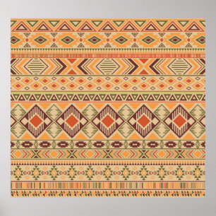 Peruanische Inder: Tribal Geometric Seamless Poster