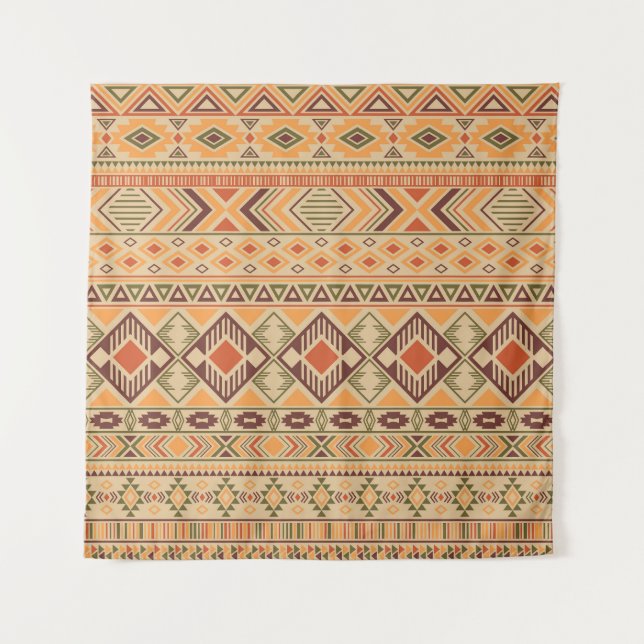 Peruanische Inder: Tribal Geometric Seamless Wandteppich (Vorderseite)