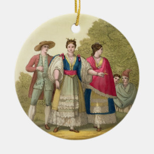 Peruanische Männer und Frauen im traditionellen Keramik Ornament